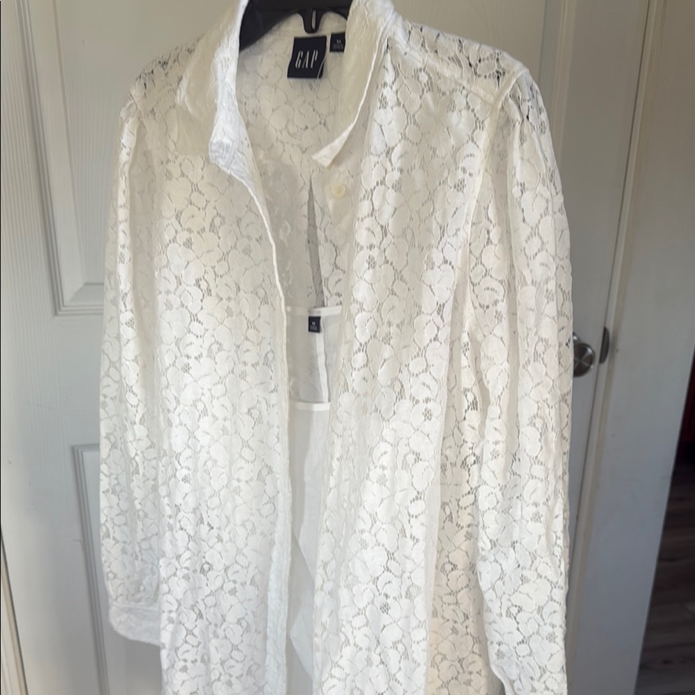 GAP White Lace Button-Up Shirt